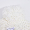 Baby winter thermal knitted beanie hat with animal embroidery